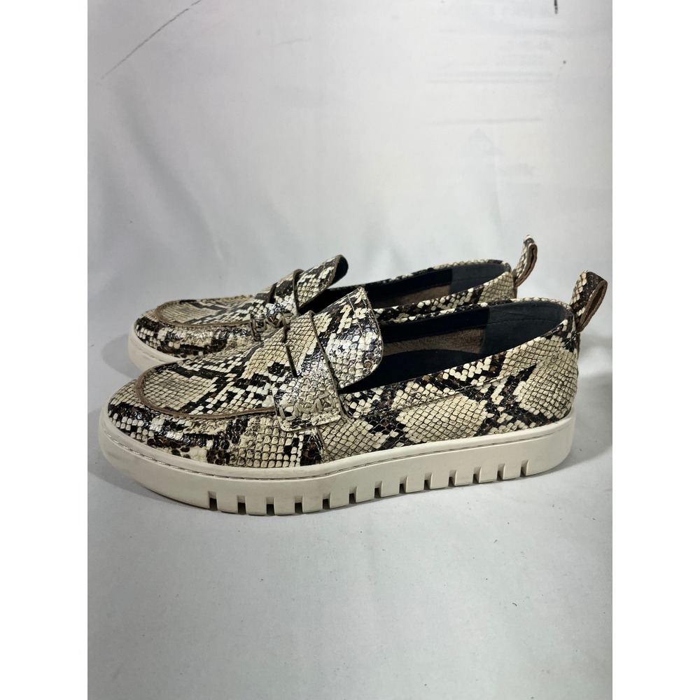 Vionic Kani Snakeskin Embossed‎ Leather Platform Penny Loafers Womens 7 Neutral